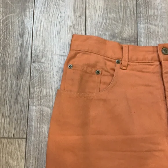 NY & Co 5-Pocket Denim Pencil Skirt Back Split Orange Women’s 14 - Picture 3 of 9